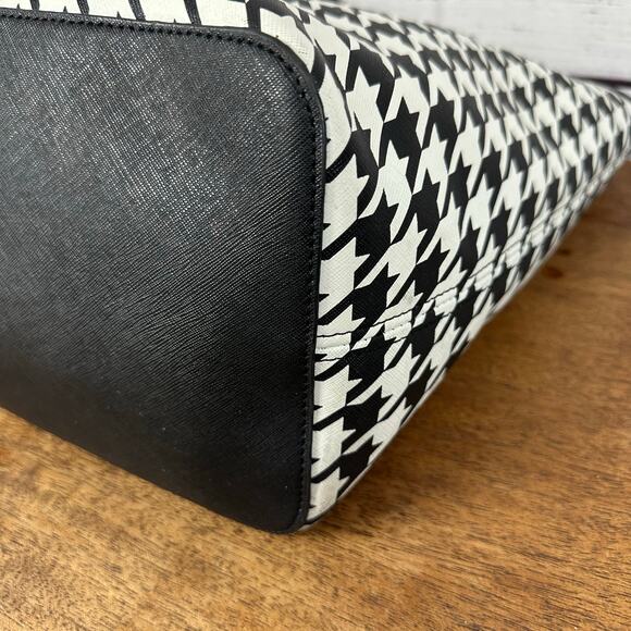 Michael Kors Black And White Houndstooth Large Tote Purse Shoulder Bag CLEAN - Picture 9 of 14